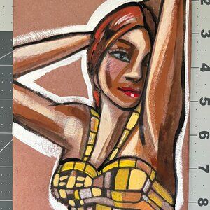 original art fashion woman klimpt like ready to frame home decor art sale